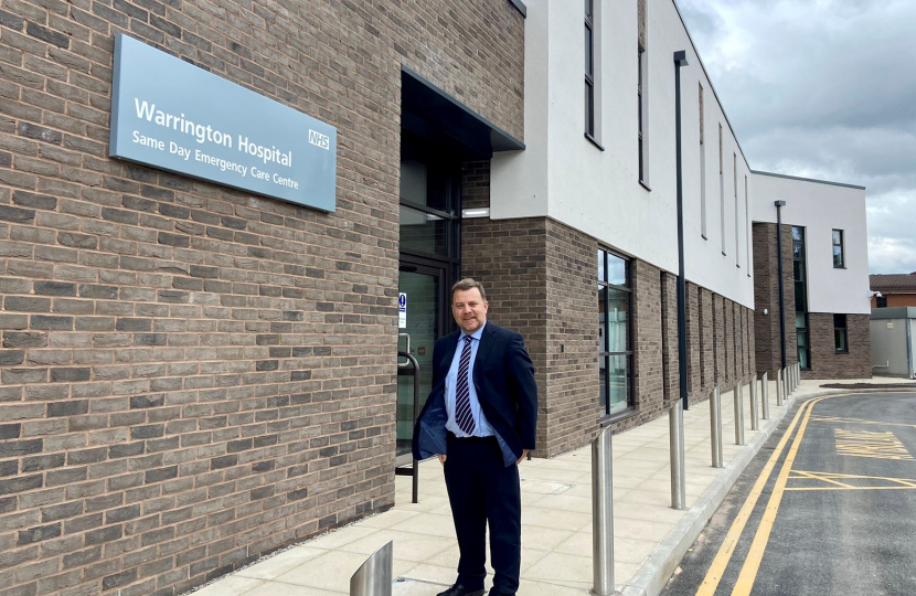 Andy Carter outside Warrington Hospital