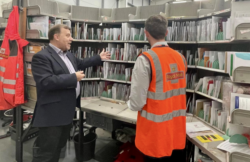 Andy Carter MP at Lymm delivery office 