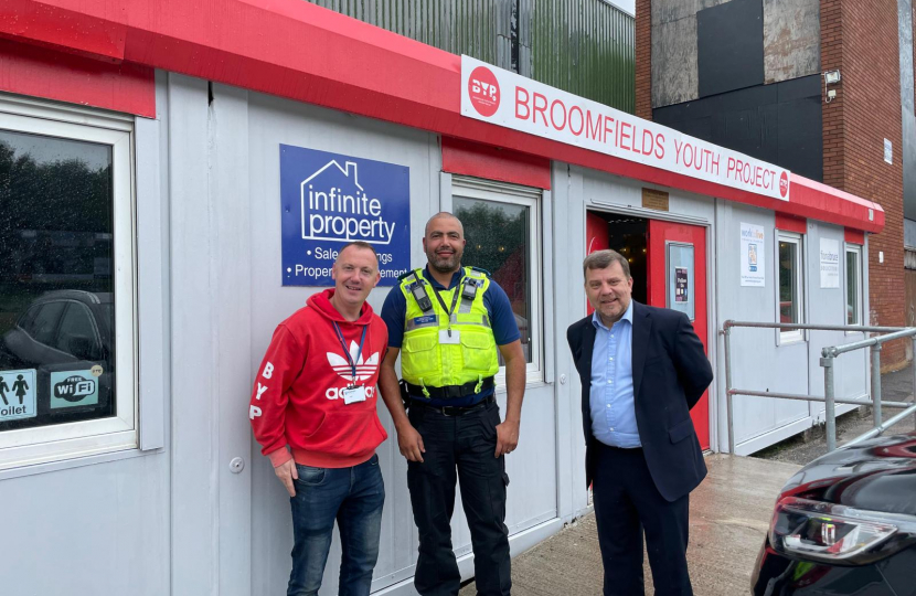 Andy meets the team at Broomfields Youth Club