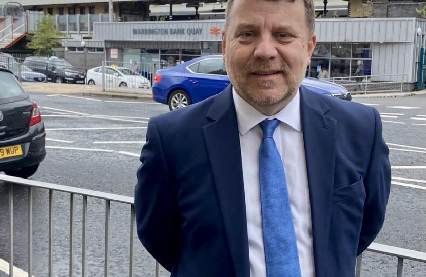 Andy Carter MP at Warrington Bank Quay train station