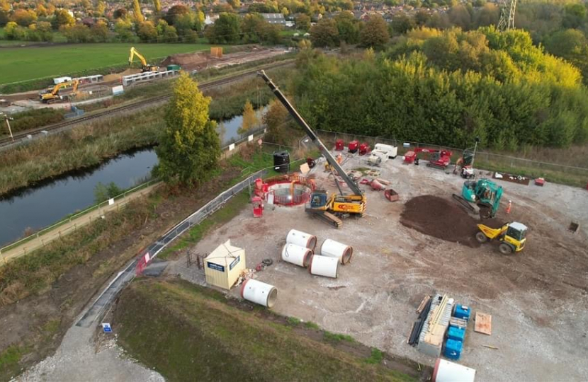 Drone view of Penketh flood scheme 