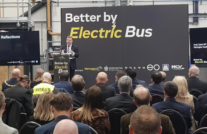 Warrington zero emission electric bus launch