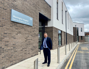 Andy Carter outside Warrington Hospital