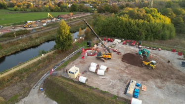 Drone view of Penketh flood scheme 